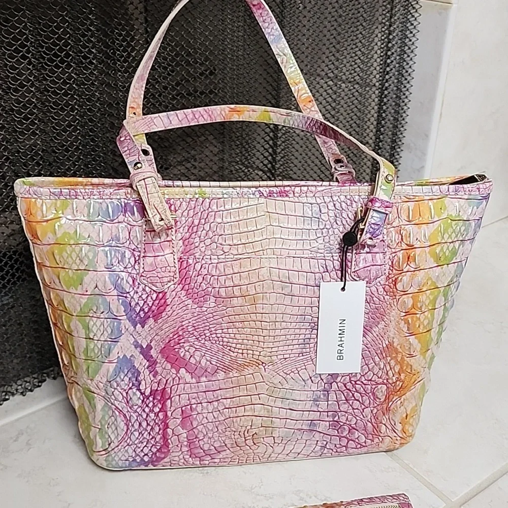 🥳🎈HOST PICK!🎈🥳 🩷💜 BRAHMIN OPTIMISM Medium Asher Handbag & Ady Wallet 💜🩷